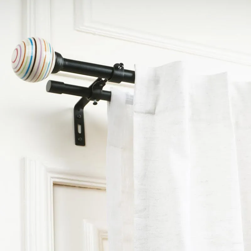Spirella Duo Extendable 1" Double Curtain Rod With Round Finial & Brackets media 4