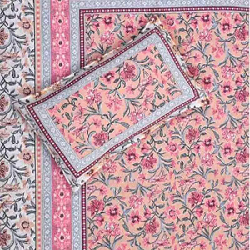 Nazakat Jaipuri Cotton Bedsheet (Light Pink) - 144 TC media 6