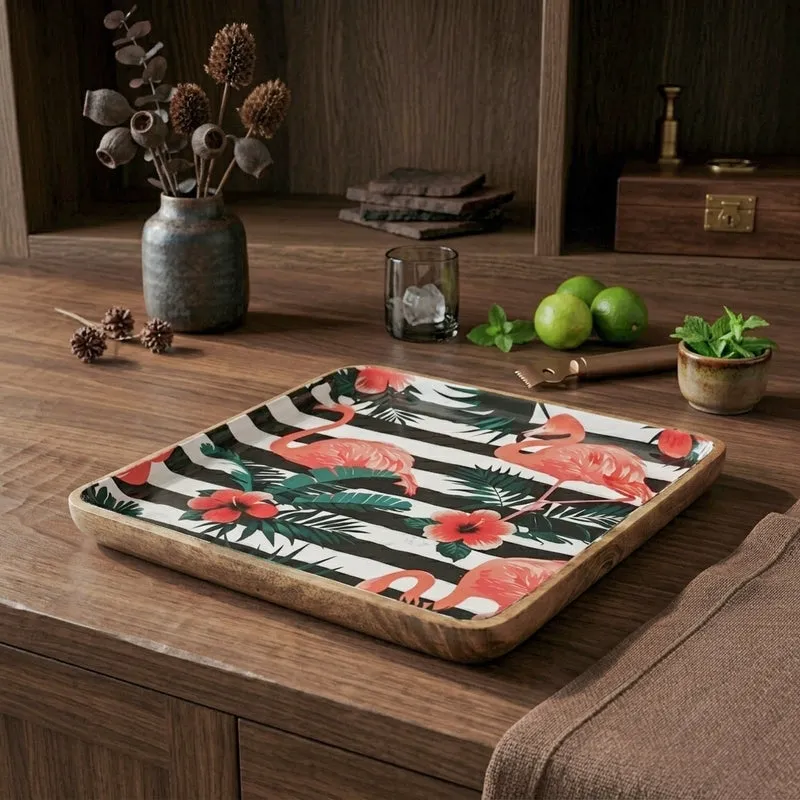 Flamingo Dance Mango Wood Platter media 3