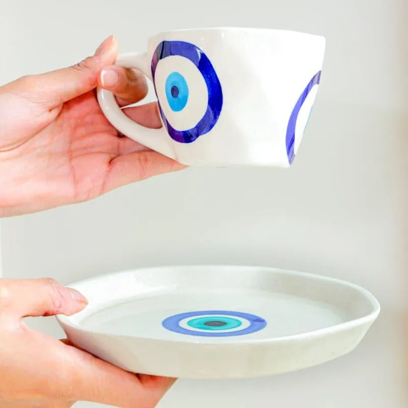 Evil Eye Cup & Saucer Set - 300 ML media 1