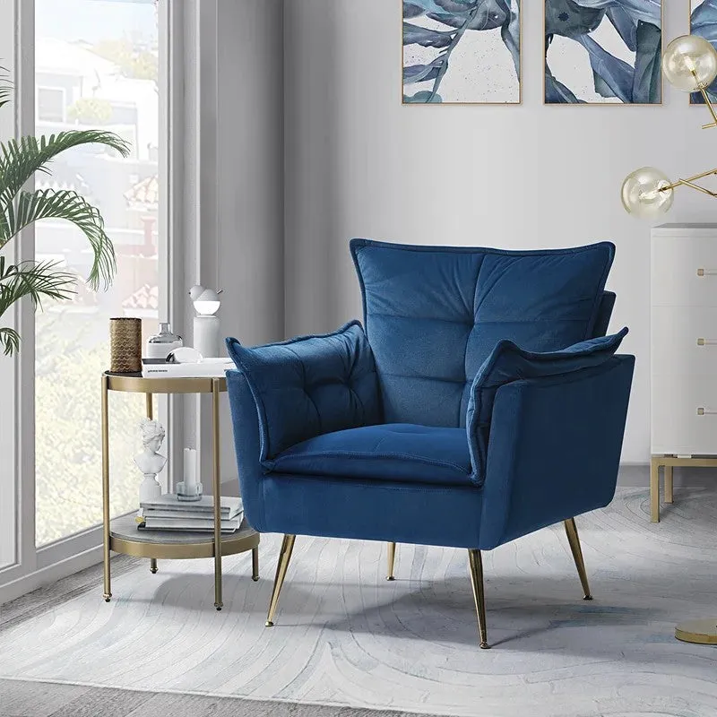 Contura Neem Wood Accent Chair - Dark Blue media 4
