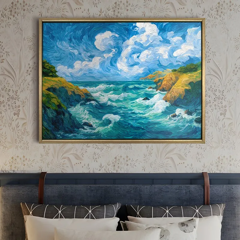 Lunar Seascape Canvas Wall Painting With Frame media 5