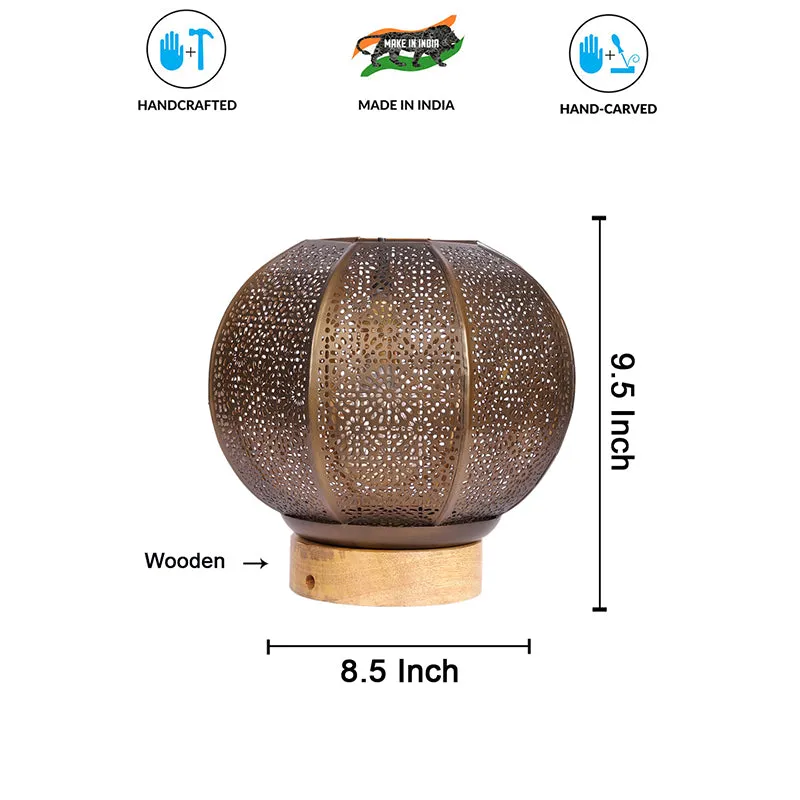 Marya Round Etched Metal Table Lamp - Gold media 5