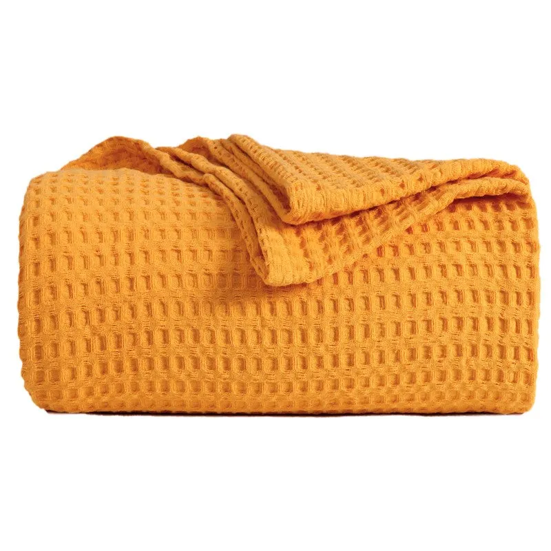 Axitra Wafel Weave Cotton Blanket - Yellow media 7