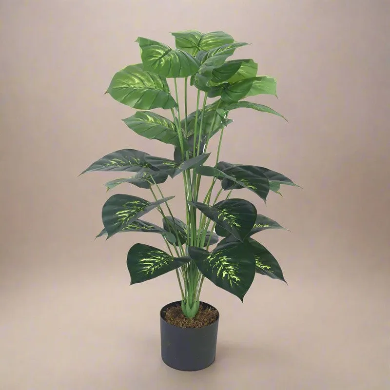 Faux Realtouch Green Dieffenbachia Tree With Black Plastic Pot - 3.3 Feet media 3