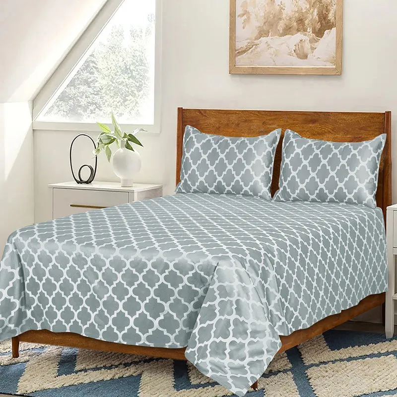 Saral Home Tangier Cotton Bedsheet (Grey) - 300 TC media 1
