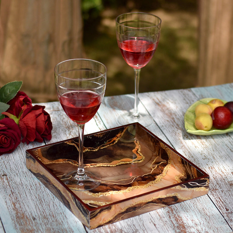 Stone Flow Serving Tray With Coaster - Nine Piece Set media 6