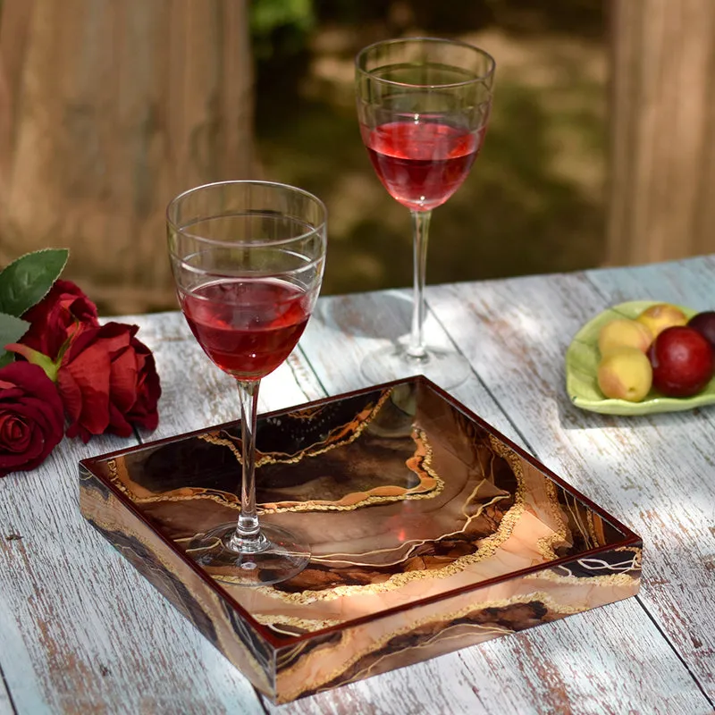 Stone Flow Serving Tray With Coaster - Nine Piece Set media 6