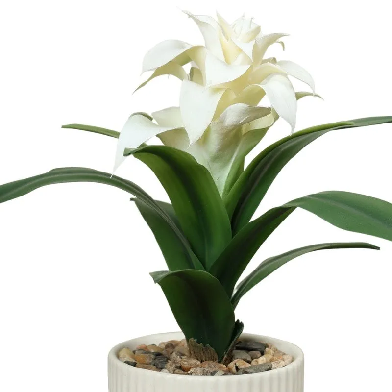 Artificial White Ginger Lily Bonsai Plant With Ceramic Pot - 0.9 Feet media 4