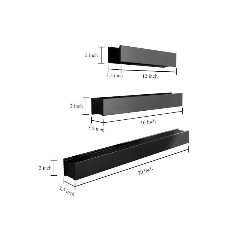 Curio Collector Wall Shelf - Set Of Three - Black media 3