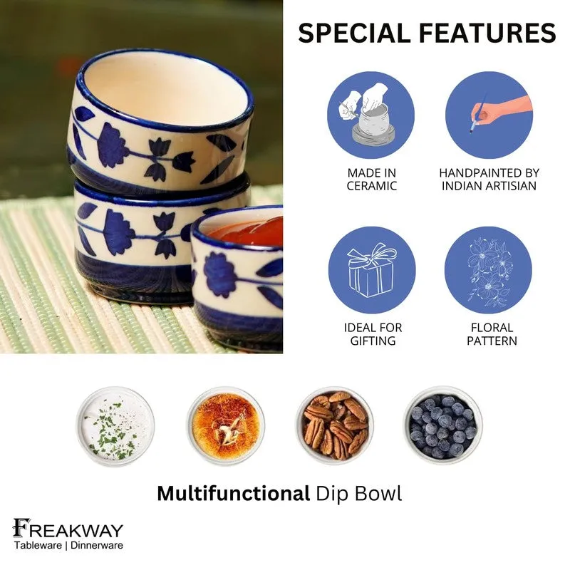 Culinova Ceramic Dip Bowls (Blue,White ,40 mL Each) - Set Of Four media 6