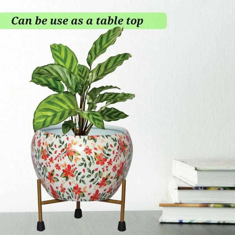 Julietta Peach Floral Planter With Stand media 4