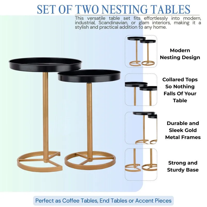 Zyro Nest Side Table (Black & Gold) - Set Of Two media 8