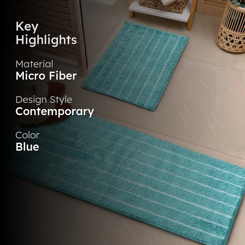StripeEase Microfiber Bath Mats (Sky Blue) - Set of Two media 2