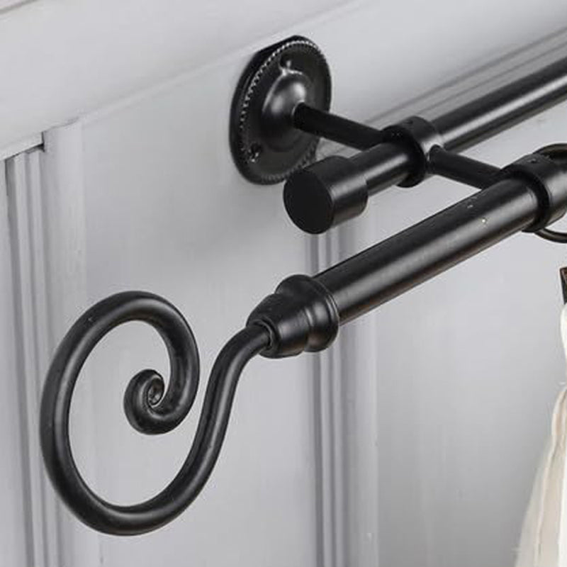 Glissara  Duo Extendable 1" Double Curtain Rods With Round Finial & Brackets (Black) media 3