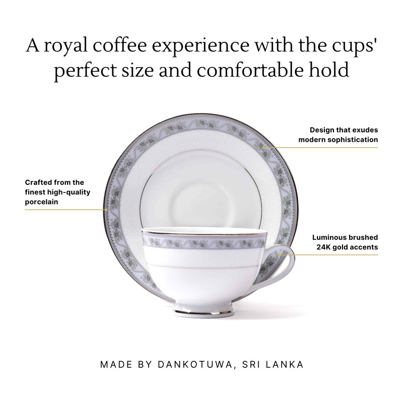 Mariella 24k Gold Brushed Porcelain Tea Cup & Saucer (280 mL) - Set of Six media 6