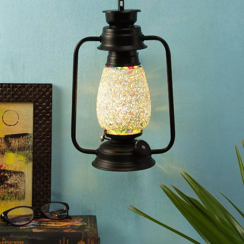 Siera Mosaic Lantern Iron Wall Lamp - Black media 1
