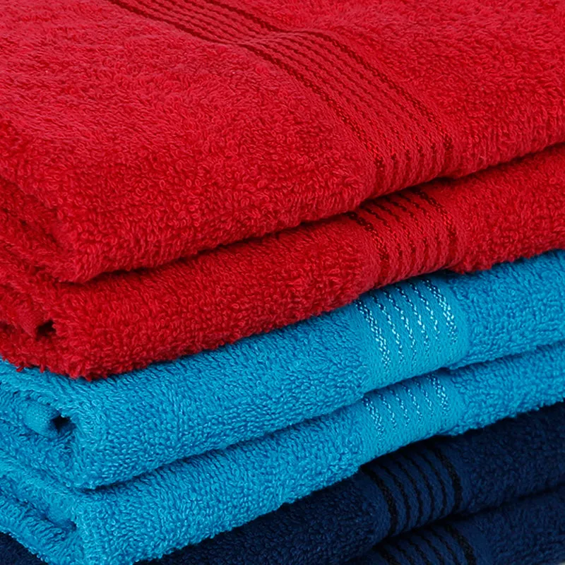 Eva Quick Dry Hand Towel (Blue/Navy Blue/Red) - Set Of Six media 3
