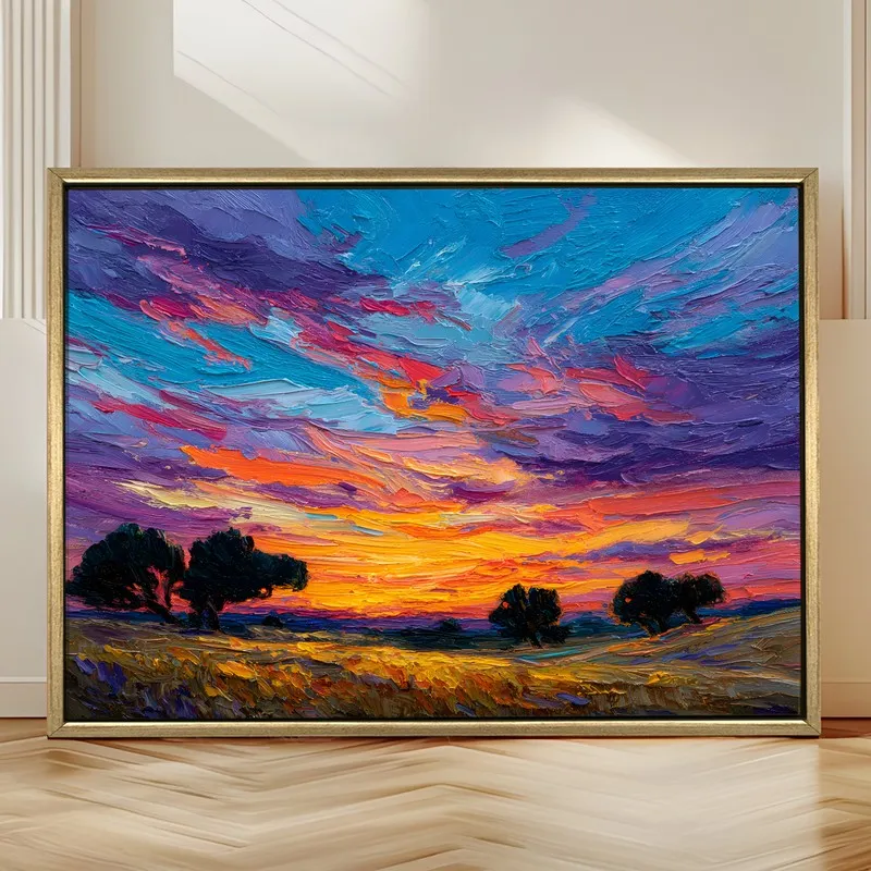 Stormlit Meadow Canvas Wall Painting With Frame media 4