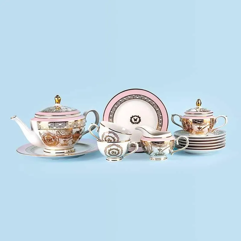 Rosette Tea Set With Snacks - 22 Piece Set media 1