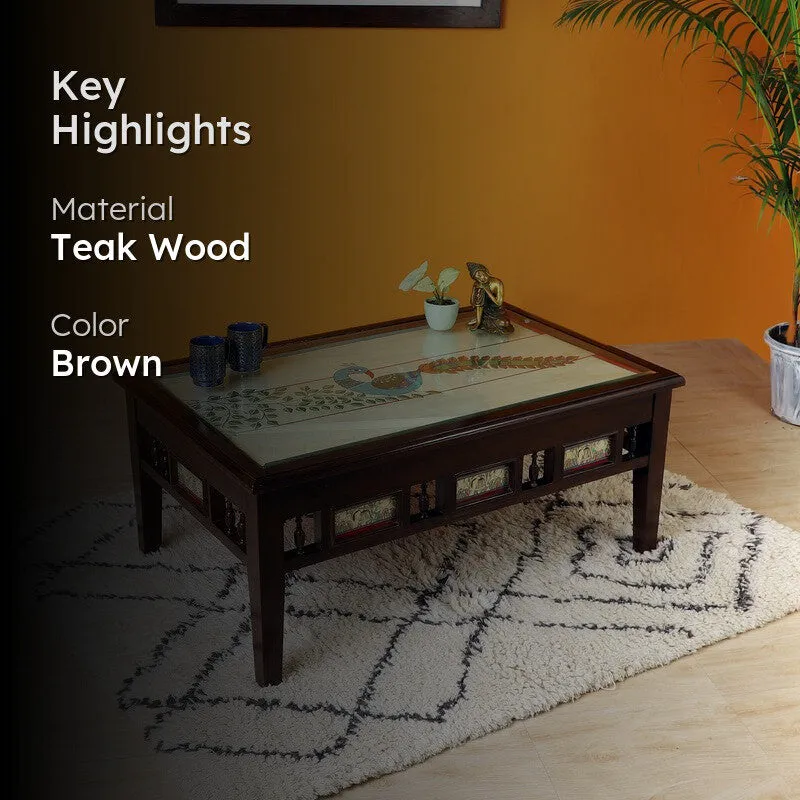 Peacock Teak Wood Center Table media 2