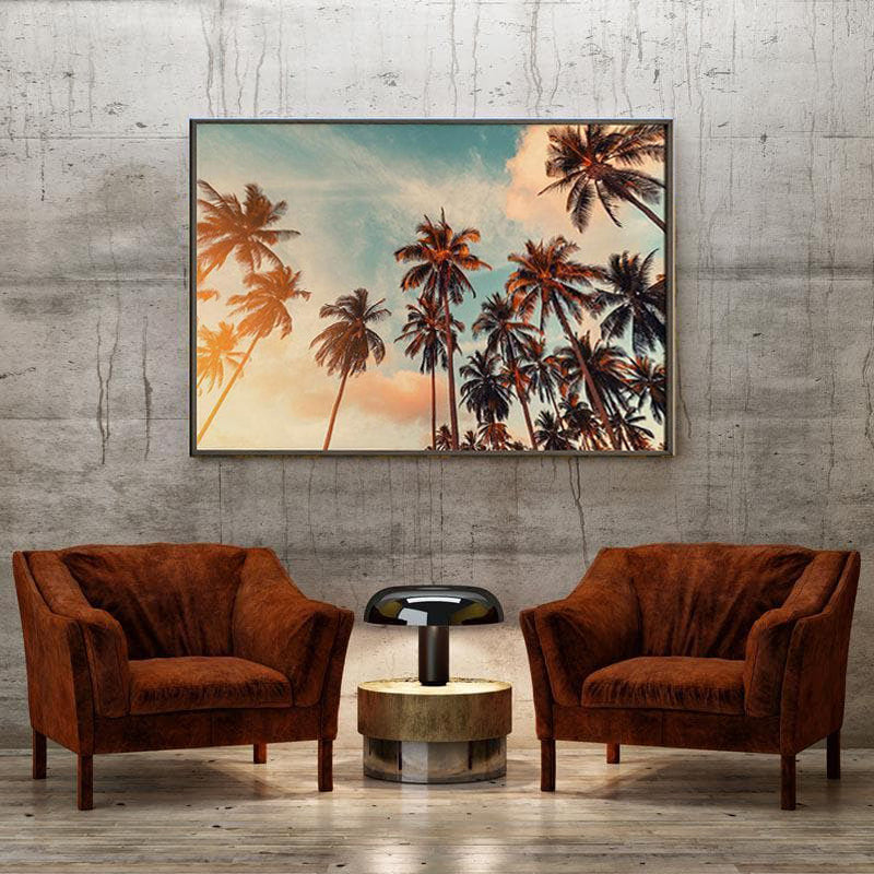 Tall Palm Trees Canvas Wall Painting - Black Frame media 4
