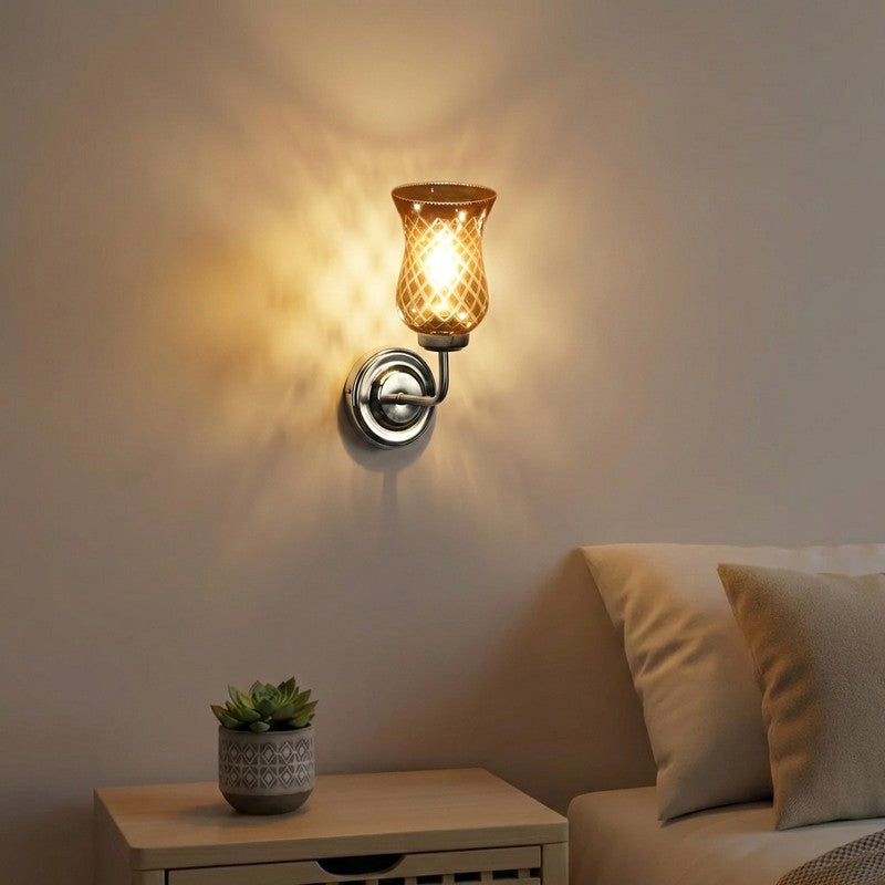 Honey Glow Nickel Glass Wall Lamp