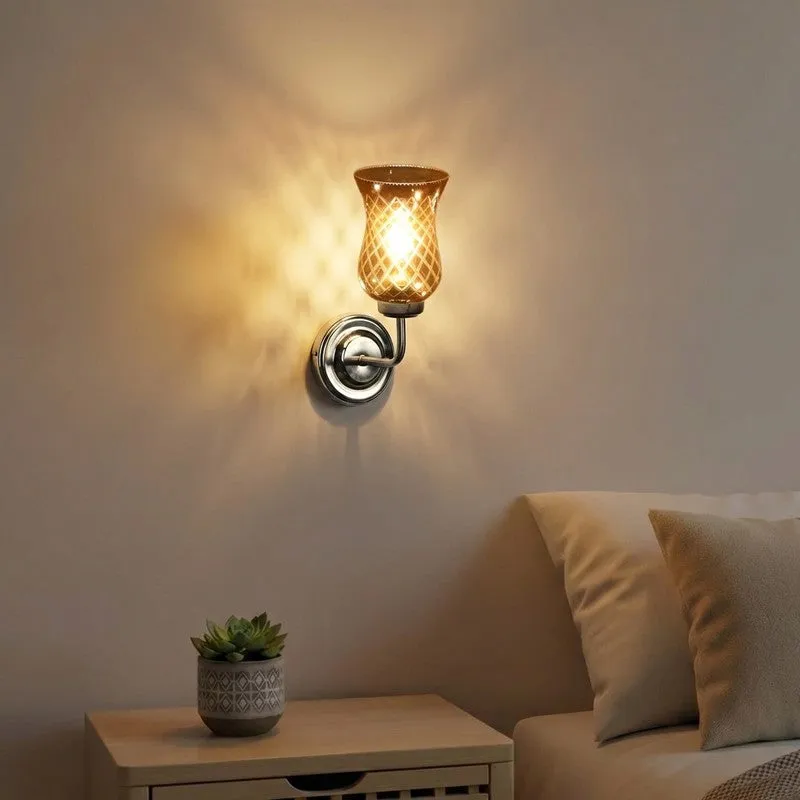Honey Glow Nickel Glass Wall Lamp media 1
