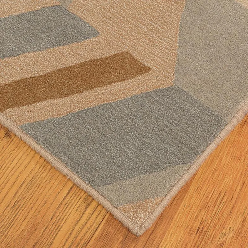 Alcinous Hand Tufted Geometric Wool & Nylon Carpet - Grey & Brown media 7