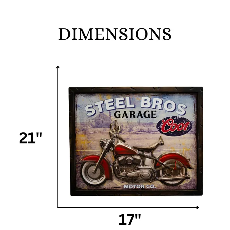 Throttle & Thunder "Steel Bros Garage" Retro Metal Wall Accent media 6