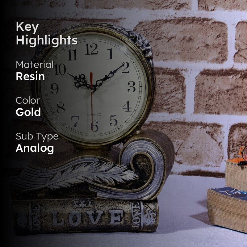 Love Script Clock - Gold media 2