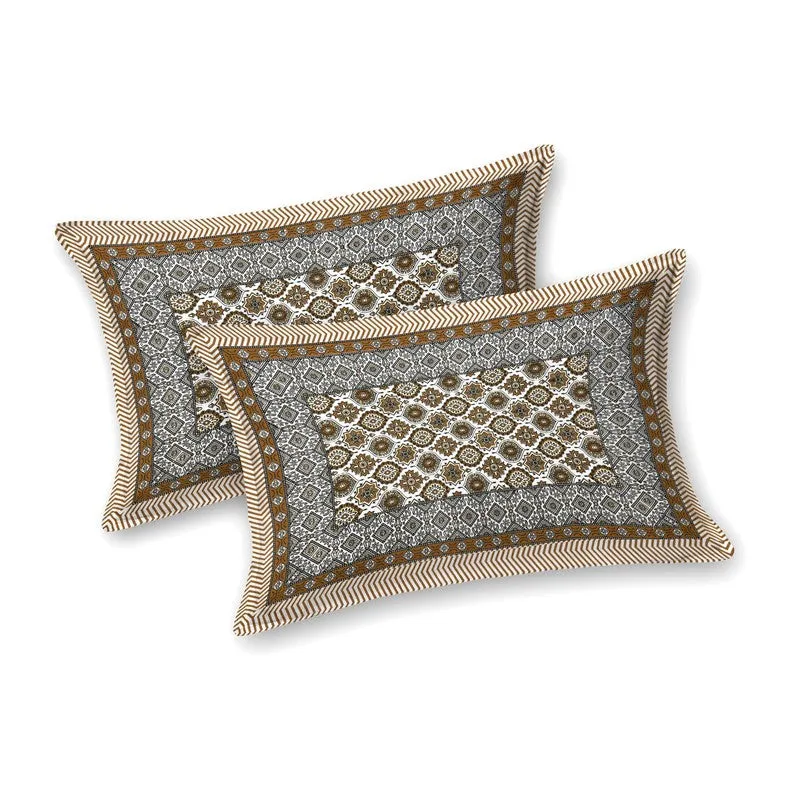 Auraar Cotton Bedsheet (Brown,White) - 240 TC media 4