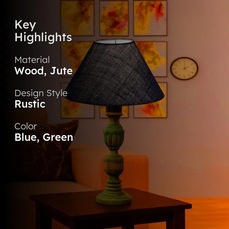Arvello Velin Wooden Table Lamp - Blue media 2