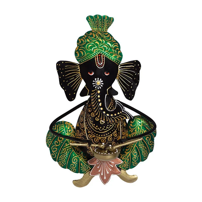 Ganesh Handcrafted Iron Wall Accent - Green media 2