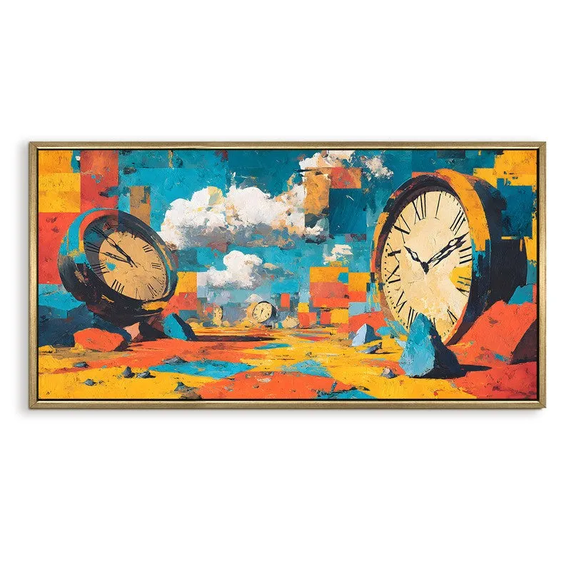 Clockscape Dreams Canvas Wall Painting With Frame media 3