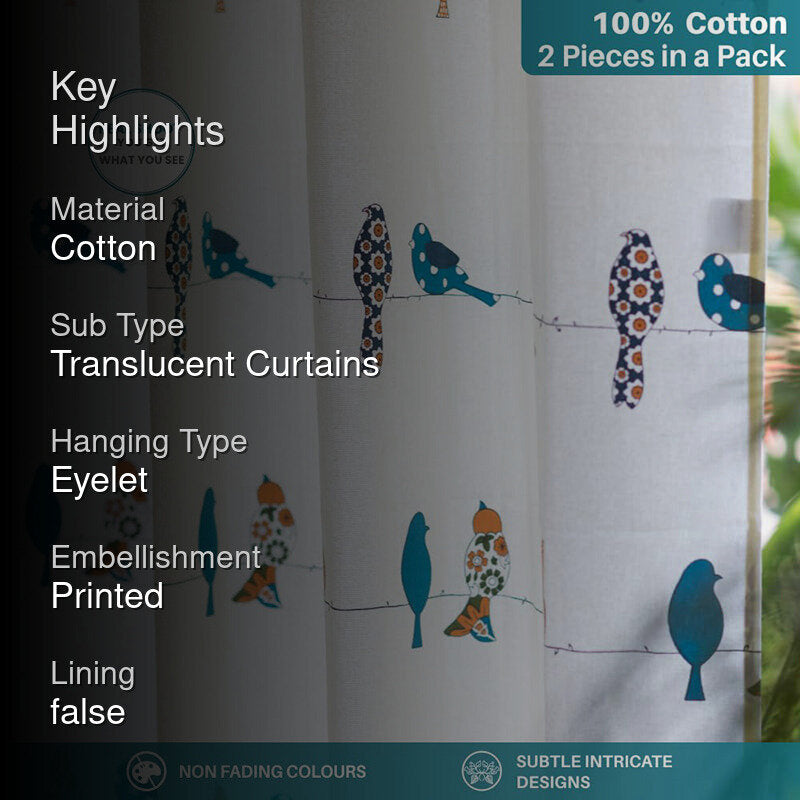 Urban Space Pakshi Curtain (Multicolor) - Set Of Two media 2
