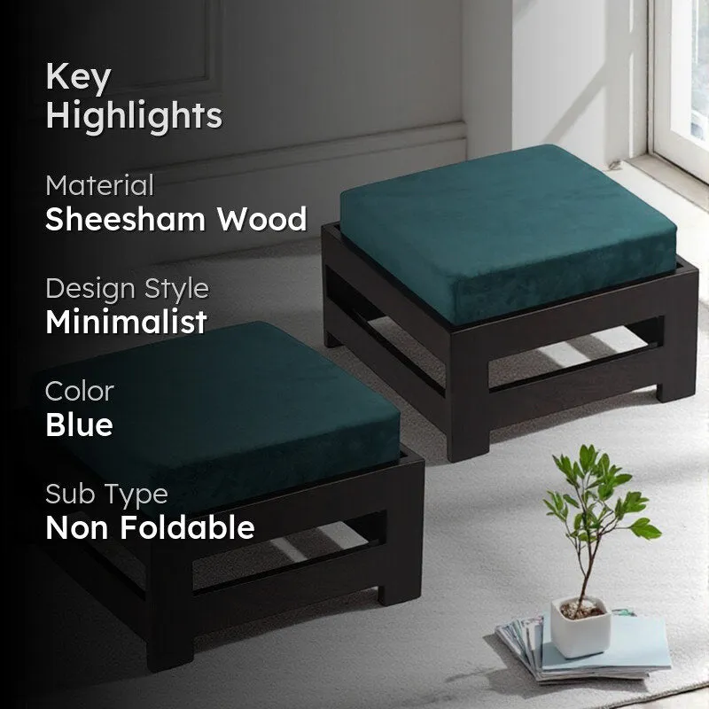 Nirox Sheesham Wooden Bench with Cushions (Blue) - Four Piece Set media 2