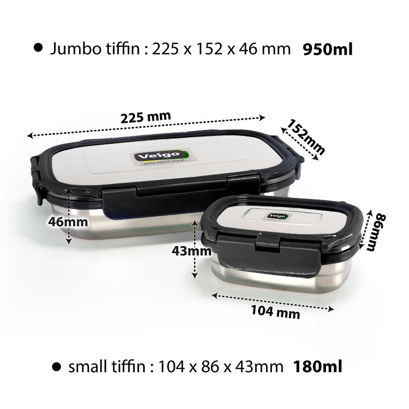 Delico Pack Black Lunch Box With Insulated Pouch (775 mL /150 mL) - Three Piece Set image 9