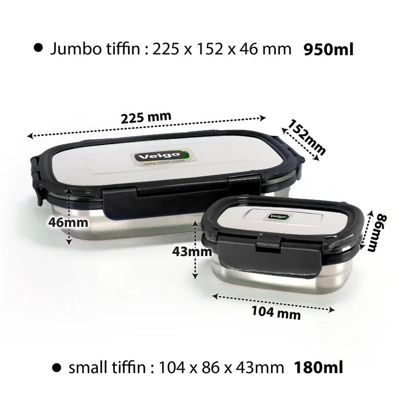 Delico Pack Black Lunch Box With Insulated Pouch (775 mL /150 mL) - Three Piece Set media 9