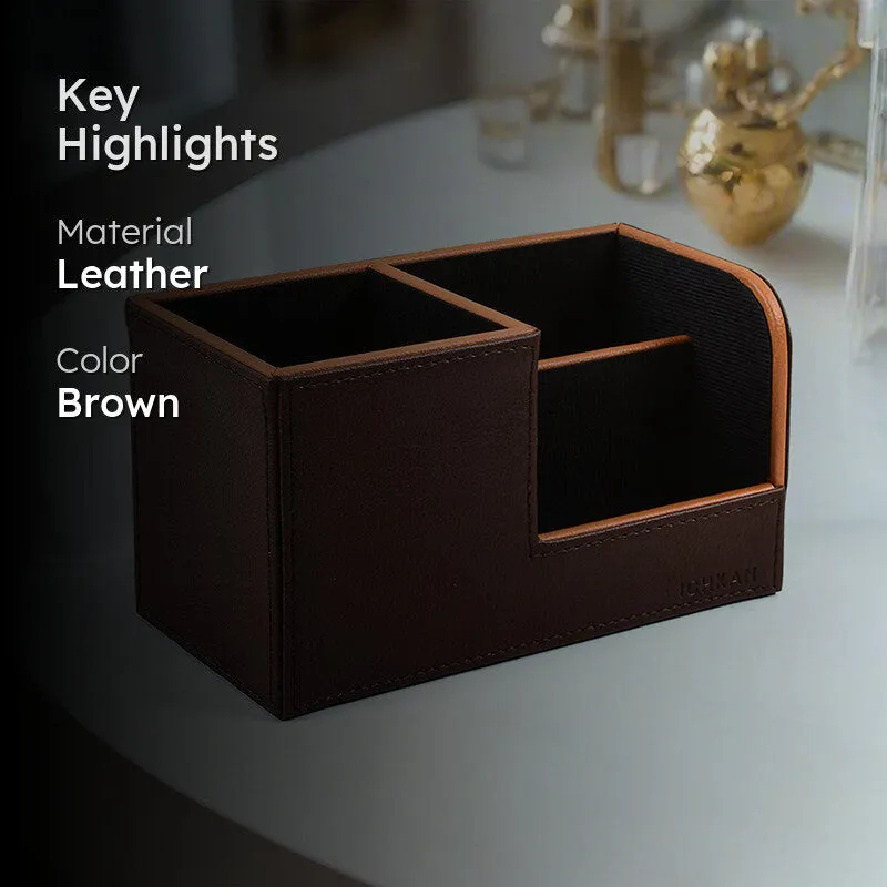 Tisca Faux Leather Desk Organizer - Brown media 2