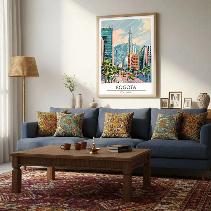 Vintage Bogota Framed Canvas Archival Canvas Wall Painting - Natural Brown Frame media 4
