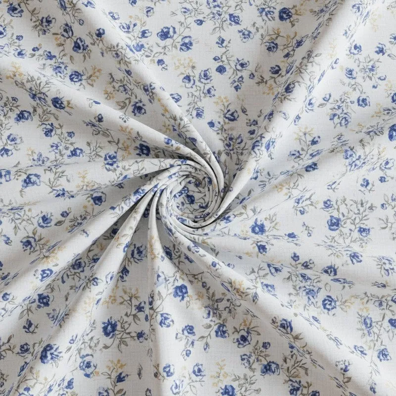 Ramisa Floral Cotton Bedsheet (Blue) - 180 TC media 5