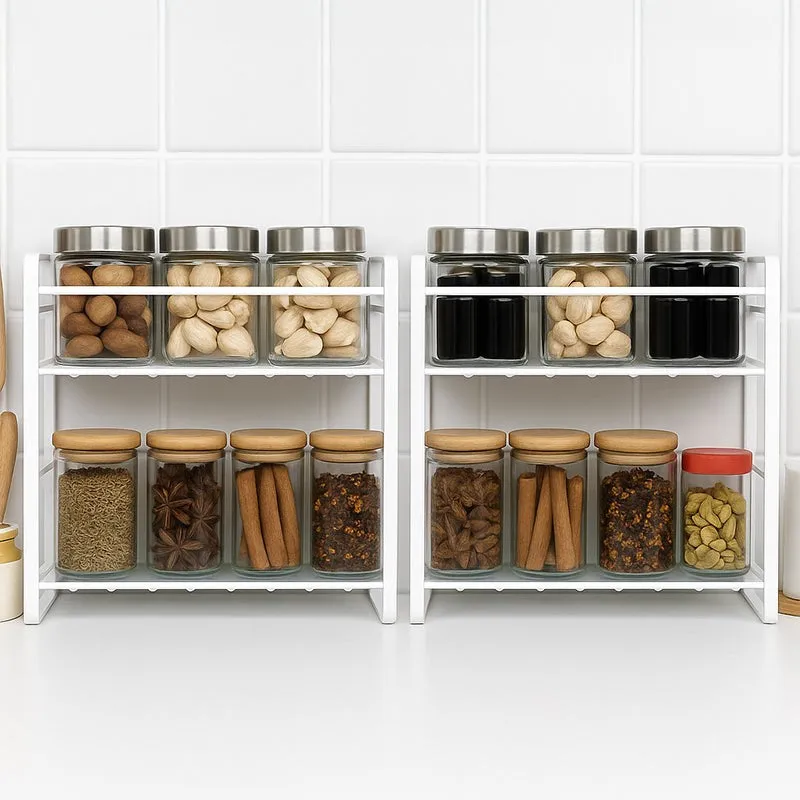 Stow Stack Two Tier Metal Rack With Glass Bottom - Set Of Two media 1