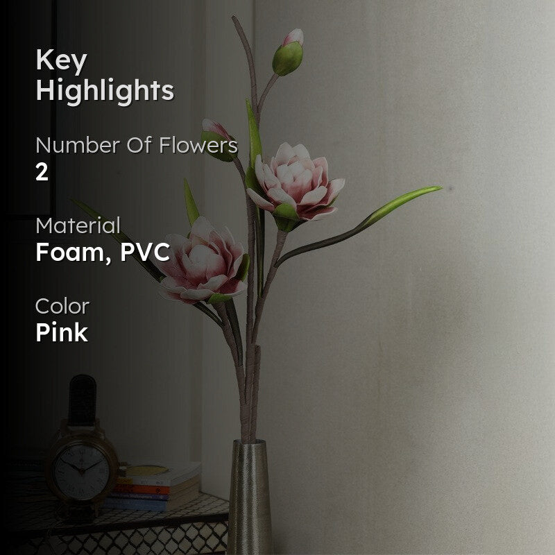 Blossomcharm Artificial Magnolia Foam Flower Stick - Pink media 2