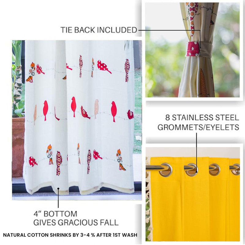 Urban Space Humming Bird Curtains (Yellow) - Set Of Four media 5
