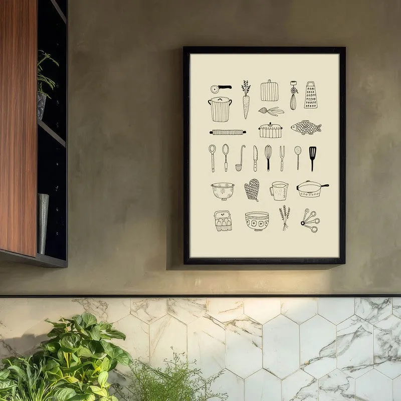 Kitchen Script Archival Canvas Wall Art - Brown media 3