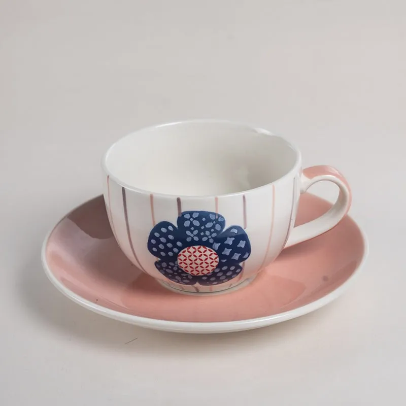 Petunia Handpainted Ceramic Cup & Saucer (180 ML) - Eight Piece Set media 5