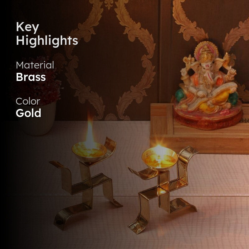 Standing Sathiya Brass Akand Diya - Set Of Two media 2