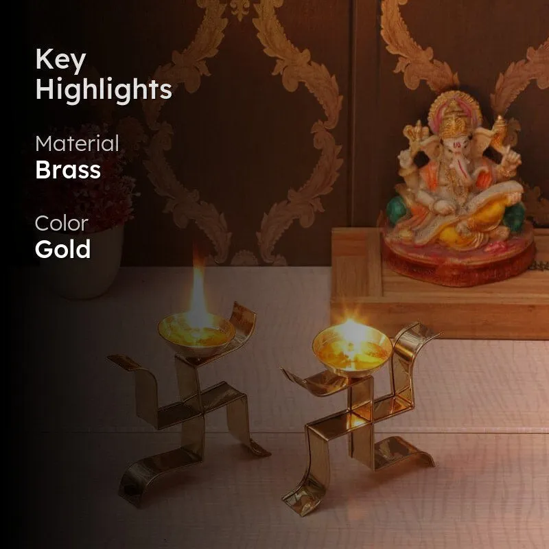 Standing Sathiya Brass Akand Diya - Set Of Two media 2