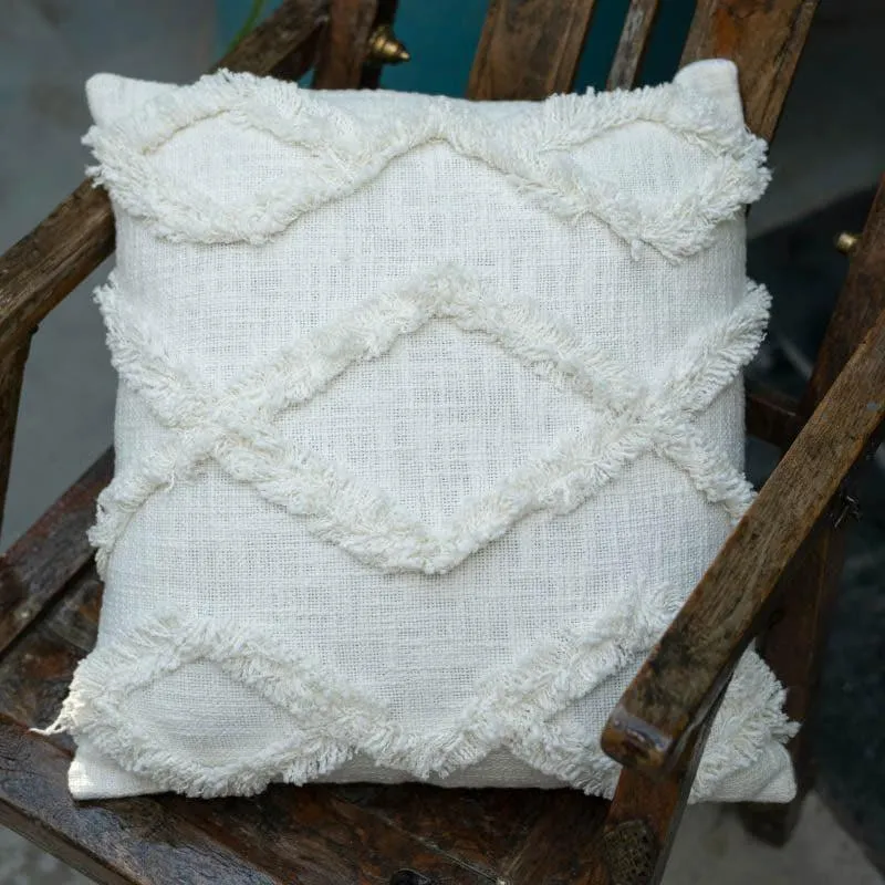 Pristine White Tufted Cushion Cover media 5
